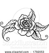 Vector Illustration of Roses Rose Tattoo Engraved Woodcut Etching Designs by AtStockIllustration