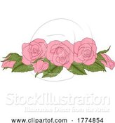 Vector Illustration of Roses Woodcut Vintage Style Flower Design by AtStockIllustration