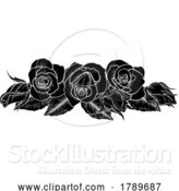 Vector Illustration of Roses Woodcut Vintage Style Flower Design by AtStockIllustration