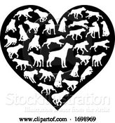 Vector Illustration of Rottweiler Dog Heart Silhouette Concept by AtStockIllustration