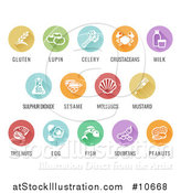 Vector Illustration of Round White and Colored Icons of the 8 FDA Major Allergens by AtStockIllustration