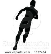 Vector Illustration of Runner Racing Track and Field Silhouette by AtStockIllustration