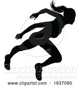 Vector Illustration of Runner Racing Track and Field Silhouette by AtStockIllustration