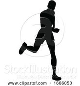 Vector Illustration of Runner Racing Track and Field Silhouette by AtStockIllustration