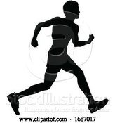 Vector Illustration of Runner Racing Track and Field Silhouette by AtStockIllustration