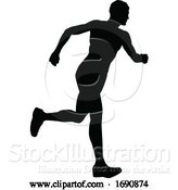 Vector Illustration of Runner Racing Track and Field Silhouette by AtStockIllustration