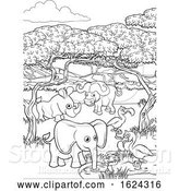 Vector Illustration of Safari Animal Background Landscape Scene by AtStockIllustration