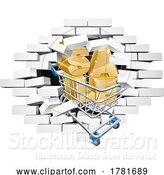 Vector Illustration of Sale Shopping Cart Breaking Wall by AtStockIllustration