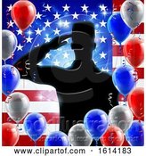 Vector Illustration of Saluting Soldier American Flag Balloon Design by AtStockIllustration