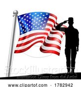 Vector Illustration of Saluting Soldier Patriotic American Flag Design by AtStockIllustration