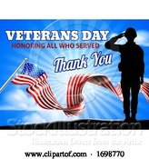 Vector Illustration of Saluting Soldier Veterans Day American Flag by AtStockIllustration