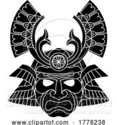 Vector Illustration of Samurai Mask Japanese Warrior Helmet Illustration by AtStockIllustration