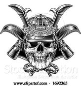Vector Illustration of Samurai Mask Skull Warrior Helmet by AtStockIllustration