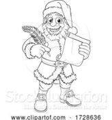 Vector Illustration of Santa Claus Black and White Outline by AtStockIllustration