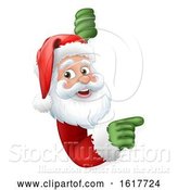 Vector Illustration of Santa Claus Christmas Character Pointing Around a Sign by AtStockIllustration