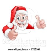 Vector Illustration of Santa Claus Christmas Peeking Thumbs up by AtStockIllustration