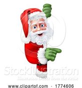 Vector Illustration of Santa Claus Christmas Pointing at Sign by AtStockIllustration