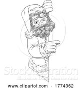 Vector Illustration of Santa Claus Christmas Pointing at Sign by AtStockIllustration