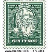 Vector Illustration of Santa Claus Christmas Postage Letter Post Stamp by AtStockIllustration