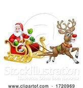 Vector Illustration of Santa Claus Christmas Reindeer Sleigh Sled by AtStockIllustration