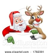 Vector Illustration of Santa Claus Father Christmas and Reindeer Sign by AtStockIllustration