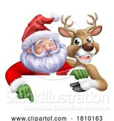 Vector Illustration of Santa Claus Father Christmas and Reindeer Sign by AtStockIllustration