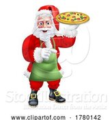 Vector Illustration of Santa Claus Father Christmas Holding Pizza by AtStockIllustration