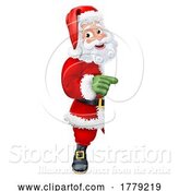 Vector Illustration of Santa Claus Father Christmas Peeking Sign by AtStockIllustration