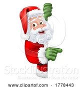 Vector Illustration of Santa Claus Father Christmas Peeking Sign by AtStockIllustration