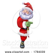 Vector Illustration of Santa Claus Father Christmas Peeking Sign by AtStockIllustration