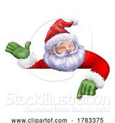 Vector Illustration of Santa Claus Father Christmas Peeking Sign by AtStockIllustration