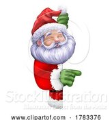 Vector Illustration of Santa Claus Father Christmas Peeking Sign by AtStockIllustration