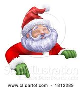 Vector Illustration of Santa Claus Father Christmas Peeking Sign by AtStockIllustration