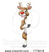 Vector Illustration of Santa Claus Father Christmas Reindeer Sign by AtStockIllustration