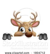 Vector Illustration of Santa Claus Father Christmas Reindeer Sign by AtStockIllustration