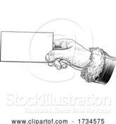 Vector Illustration of Santa Claus Hand Holding Christmas Message Vintage by AtStockIllustration