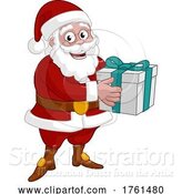 Vector Illustration of Santa Claus Holding Gift Present Christmas by AtStockIllustration