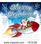 Vector Illustration of Santa Claus in Rocket Merry Christmas by AtStockIllustration