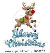 Vector Illustration of Santa Claus Reindeer Merry Christmas Pixel Art by AtStockIllustration