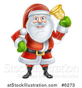 Vector Illustration of Santa Claus Ringing a Christmas Donation Charity Bell by AtStockIllustration