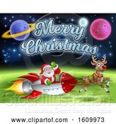 Vector Illustration of Santa Claus Rocket Sleigh Merry Christmas by AtStockIllustration