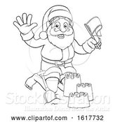 Vector Illustration of Santa on Beach Making Sandcastles by AtStockIllustration