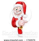 Vector Illustration of Santa Peeking Christmas Sign Pointing by AtStockIllustration