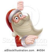 Vector Illustration of Santa Pointing Around a Sign by AtStockIllustration