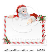 Vector Illustration of Santa Pointing down at a Candy Cane Frame Sign by AtStockIllustration