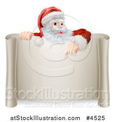 Vector Illustration of Santa Pointing down to a Scroll Sign by AtStockIllustration