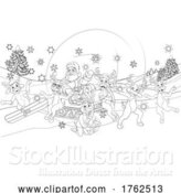 Vector Illustration of Santa Reindeer Sled Coloring 2021 by AtStockIllustration