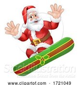 Vector Illustration of Santa Snowboarding Christmas by AtStockIllustration