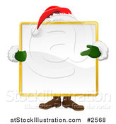 Vector Illustration of Santa Standing Behind a Large Square Sign by AtStockIllustration