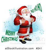 Vector Illustration of Santa Standing in Snow, Surrounded by Snowflakes by AtStockIllustration